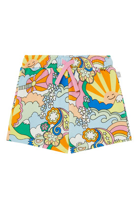 Graphic Print Cotton Shorts